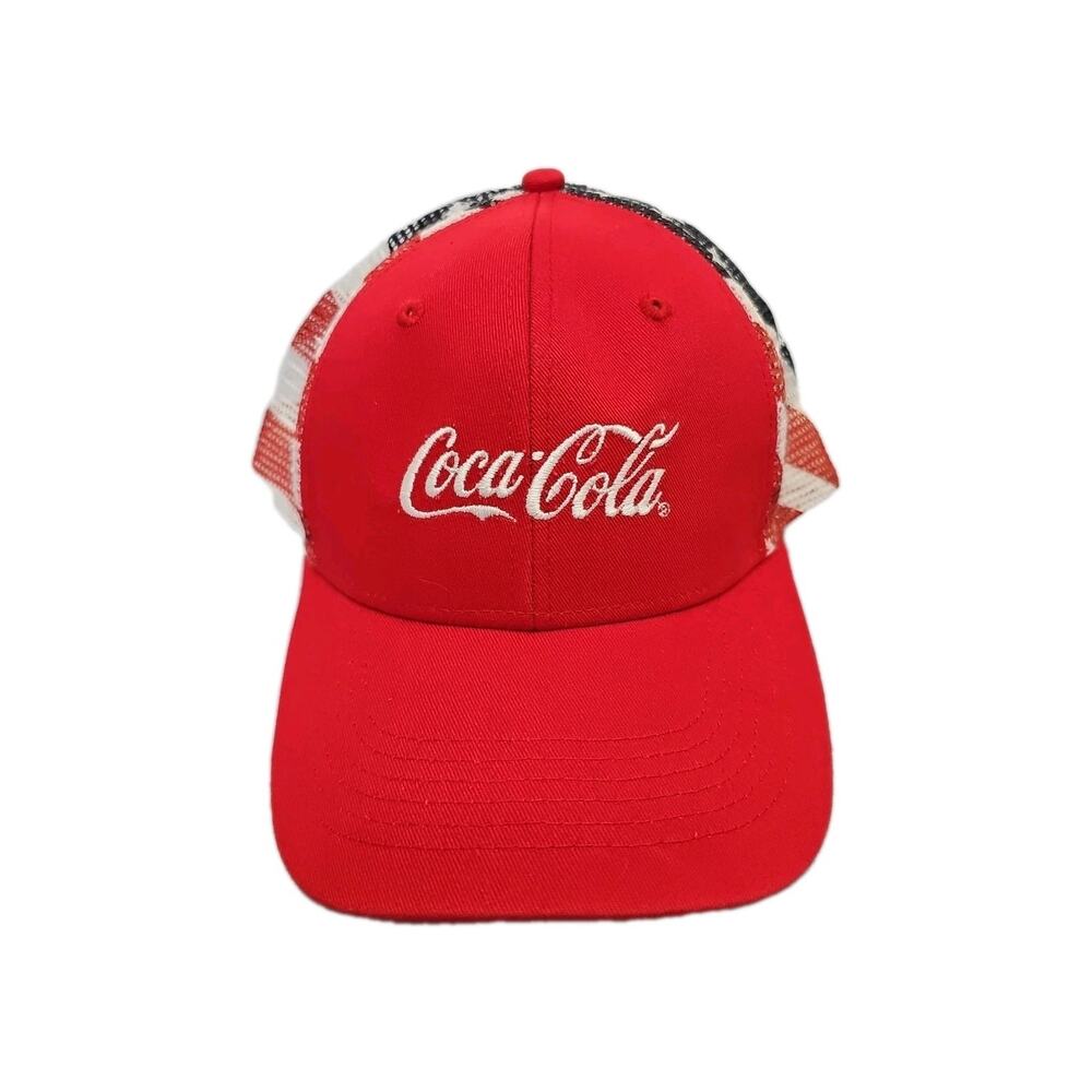 Coca Cola Red White Mesh Adjustable Cap Embroidered Logo Outdoors Fishing Hat